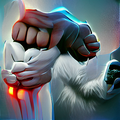 White Knuckles cover: a luminous creature with a clenched fist against a dark background.